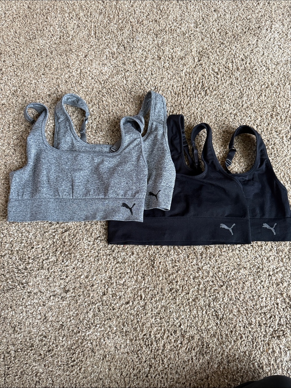 Puma Women's Seamless Sports Bras Duo - Grey & Black